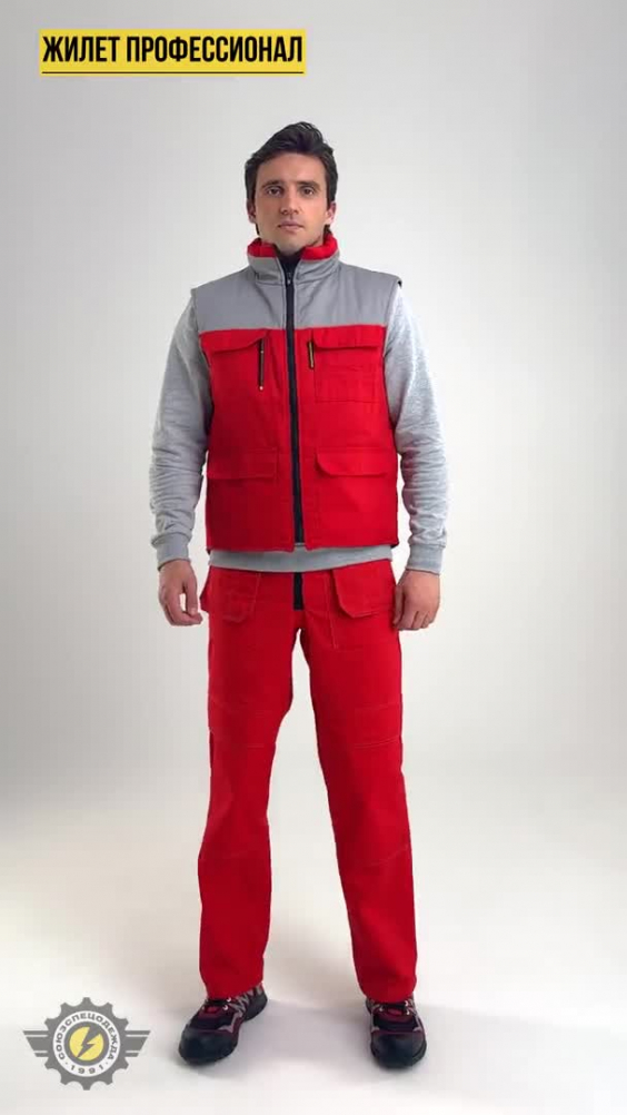 Жилет Профессионал утепленный красный/светло-серый